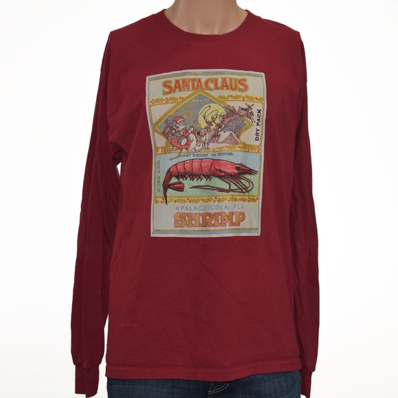 *Shrimp Santa Clause Sz L Winter L/S Christmas Tee - Picture 3 of 5